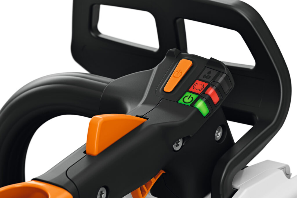 it notifies you by means of a reduction in power if you only have very little battery power remaining. In both cases