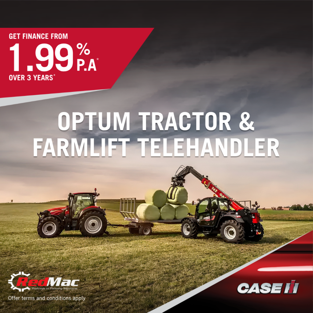 Horsepower for the field. Lifting muscle for the yard. Optum & Farmlift have you covered. Now’s the time to upgrade your fleet with powerful, reliable Case IH machinery and lock in a 1.99%* p.a. finance rate over 3 years on Optum tractors and Farmlift telehandlers.