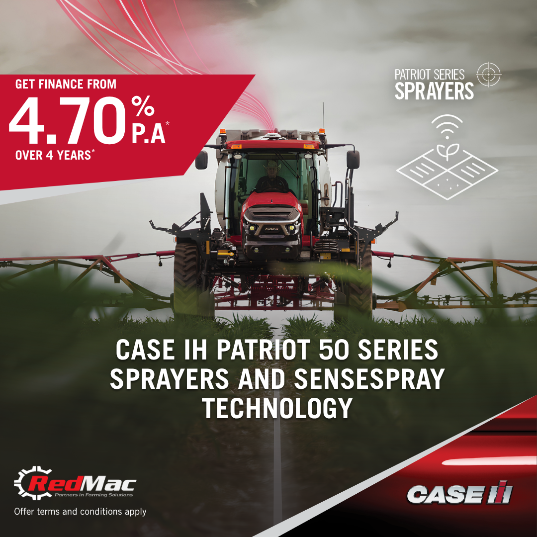 💥 𝗦𝘁𝗼𝗰𝗸 𝗮𝘃𝗮𝗶𝗹𝗮𝗯𝗹𝗲 𝗻𝗼𝘄 Hurry into your RedMac Ag Services to take advantage of our 4.70% finance rate, available on Case IH Patriot 50 series & SenseSpray Technology. ⏰ 𝙃𝙪𝙧𝙧𝙮, 𝙤𝙣𝙡𝙮 𝙛𝙤𝙧 𝙖 𝙡𝙞𝙢𝙞𝙩𝙚𝙙 𝙩𝙞𝙢𝙚. 𝙏&𝘾'𝙨 𝘼𝙥𝙥𝙡𝙮 Speak to your local RedMac Product Specialist and Territory Sales Representative via the numbers below to secure this offer 𝗧𝗵𝗿𝗲𝗲 𝗦𝗽𝗿𝗶𝗻𝗴𝘀 𝗕𝗿𝗮𝗻𝗰𝗵 ☎️ Chris Mulder: 0428 541 170 𝗠𝗼𝗼𝗿𝗮 𝗕𝗿𝗮𝗻𝗰𝗵 ☎️ Tim King: 0427 427 904