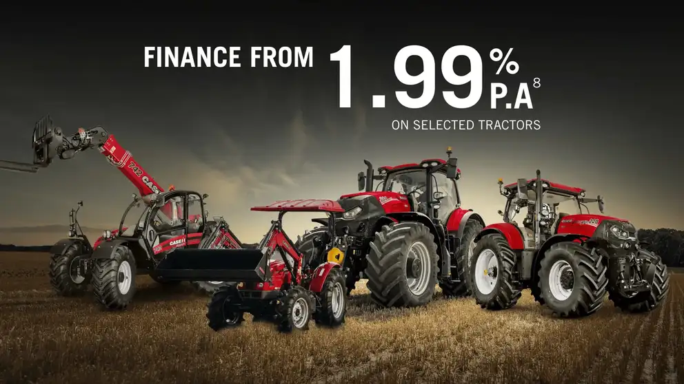 Low-rate finance and big-value machinery offers are here. Explore selected Case IH tractor and implement packages, plus low-rate finance across the range. Hurry, offers end 30 November.