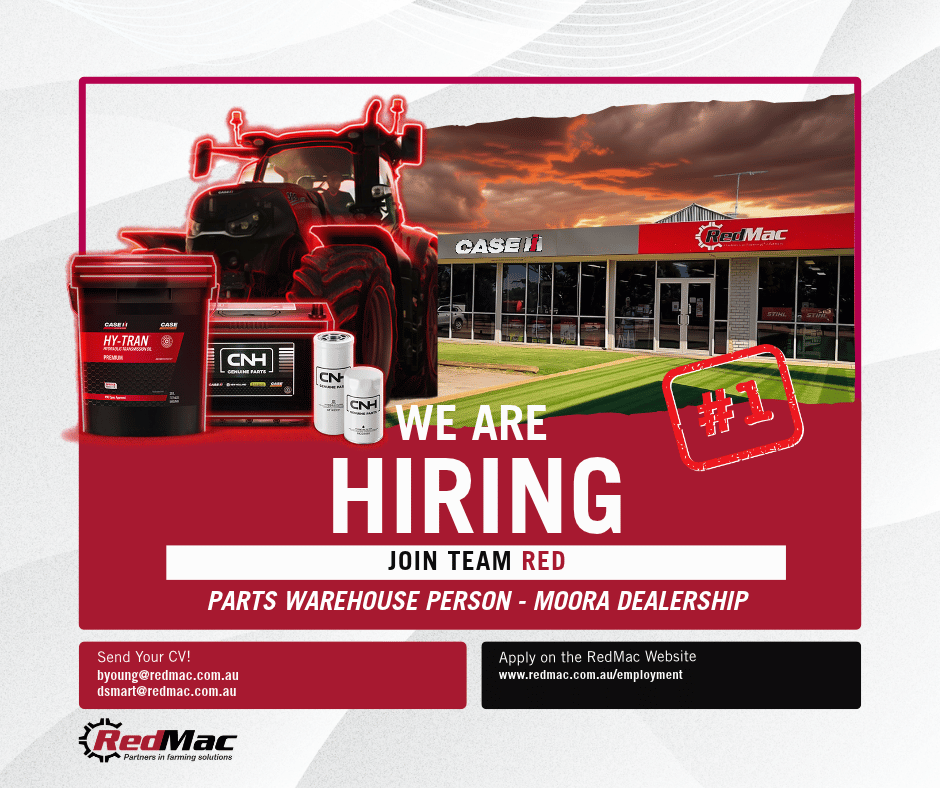 Moora Parts warehouse position available at RedMac Moora