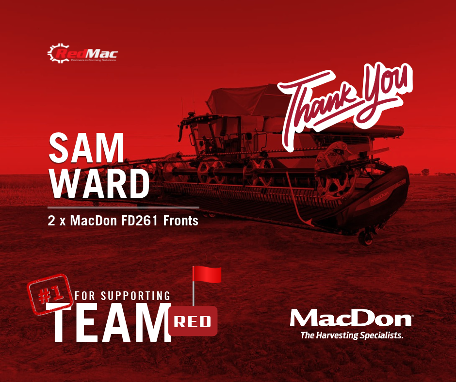 RedMac is proud to have delivered two new MacDon FD261 FlexDraper fronts to local grower Sam Ward this week, just in time for the season ahead. RedMac's Chris Mulder, Sam's dedicated salesman and product specialist, was on farm alongside RedMac technician Pete Sutton to get both fronts set up correctly on Sam's CLAAS harvester. From adaptor fit-up and header float to reel and draper settings, the pair worked through every adjustment so the fronts are ready to perform from the first paddock. Now, we'll admit that all equipment looks a whole lot better in RED. But colour aside, everything was set up exactly as it should be, and Sam's CLAAS and MacDon combination is ready to get the crop in the bin.