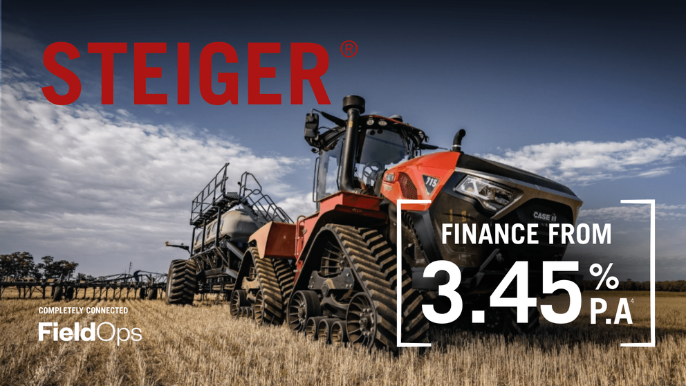 GO BIG, GO RED
GET THE POWER YOU NEED FOR THIS SEEDING SEASON
Get the power you need for this season with our high-horsepower Steiger™ Series tractors, designed to tackle even the toughest tasks. With advanced technology and unmatched performance, these tractors are ready to help you maximise productivity and efficiency.
Available now, they’re built to keep your operation moving forward — no delays, just results. Don’t wait, get the power you need today.