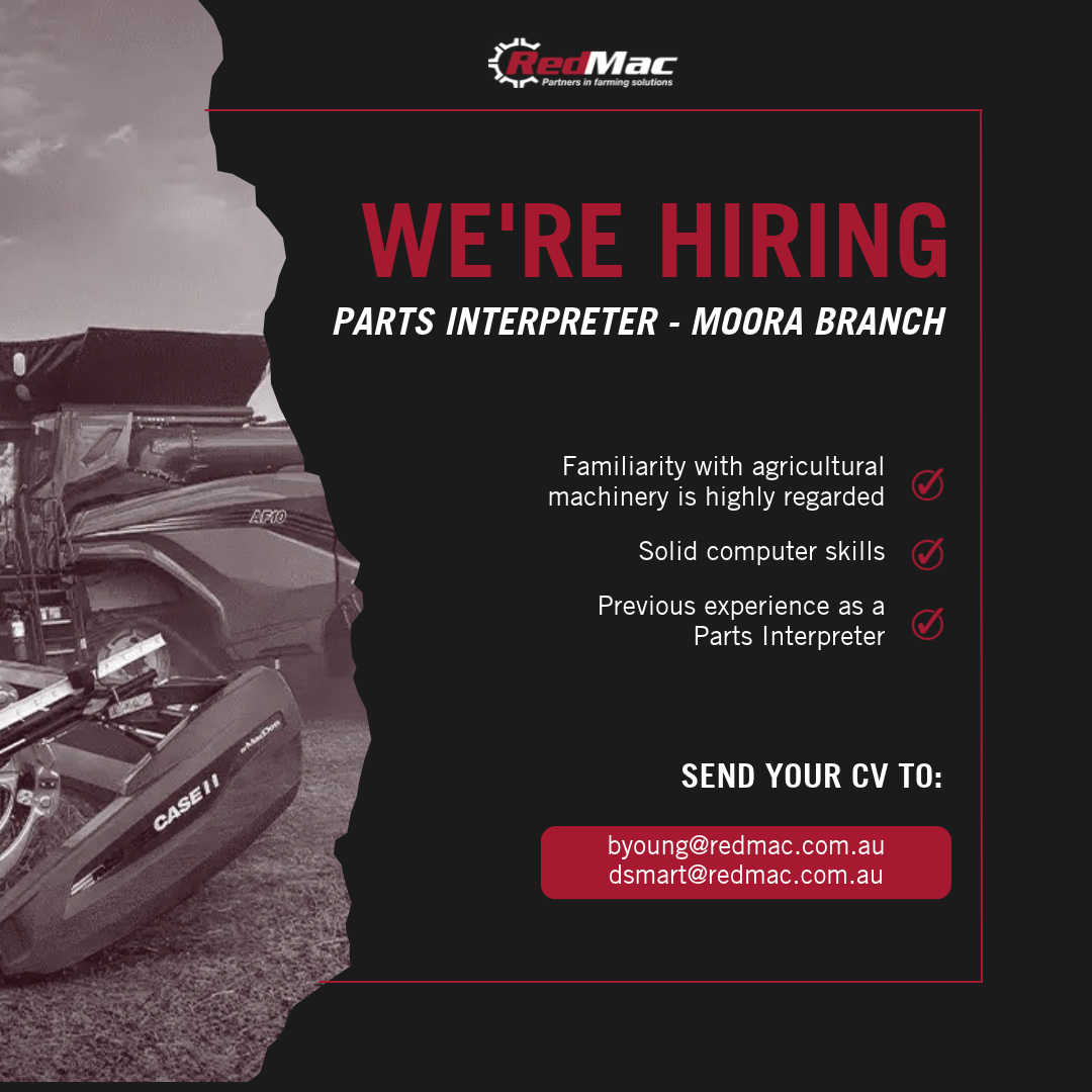 Were Hiring parts interpreter at our Moora Branch